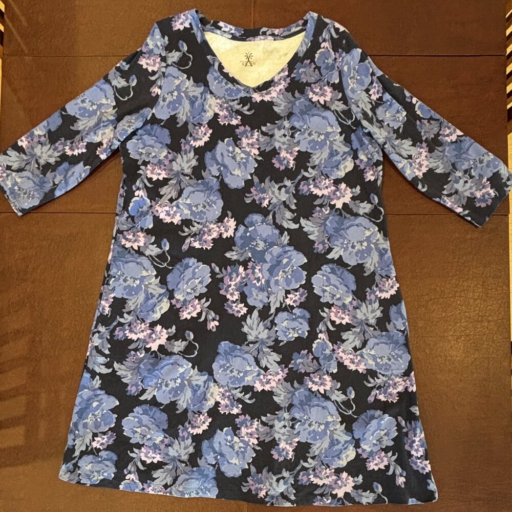 Isaac Mizrahi Live! long-sleeved, long cotton floral dress, 2 roomy pockets, 2XL - Picture 6 of 8